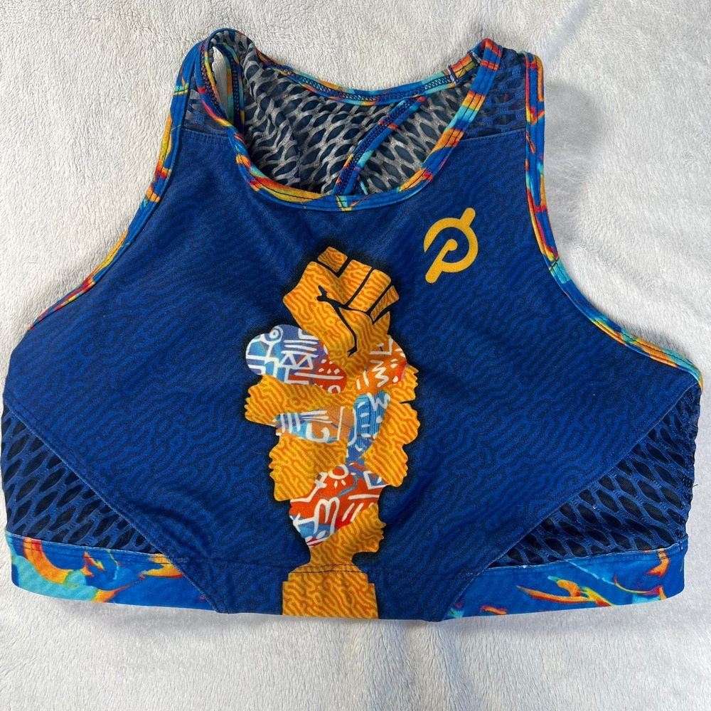 Peloton Sports Bra Size Small Blue Pride Unity Fist Limited Edition High Neck